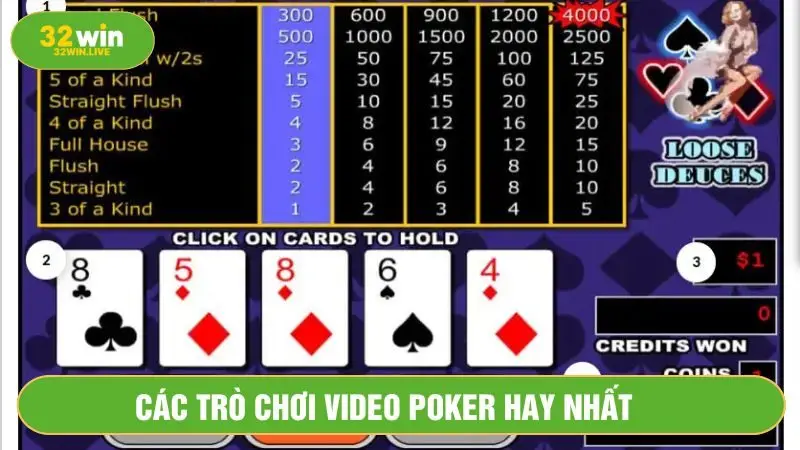 Video Poker dùng lá bài Joker để quyết định thắng thua